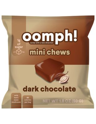 Oomph! Sweets Mini Chews Low Sugar Chocolate Taffy - Low Calorie High Fiber Treat, Keto Vegan Healthy Candy for Kids &amp; Adults (6 Dark Chocolate Packs)