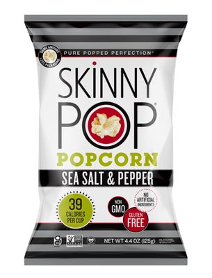 SkinnyPop Sea Salt &amp; Pepper Popcorn, Gluten Free, Non-GMO, Healthy Popcorn Snacks, Skinny Pop, 4.4oz Grocery Size Bag