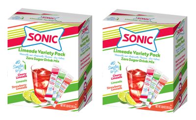 Sonic Singles To Go Limeade Variety Pack 40ct Box - Pack of 2 - Powdered Drink Mix - 3 Delicious Flavors Cherry Limeade, Limeade, and Strawberry Limeade