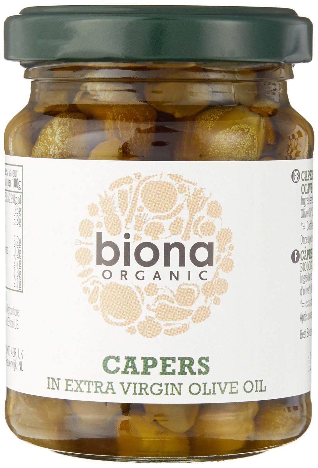 BIONA Organic Capers In Olive Oil, 120 GR