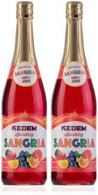 Kedem Sparkling 100% Concord Grape Juice, 25.4oz (2 Pack), Kosher, Non Alcoholic, No Added Sugar