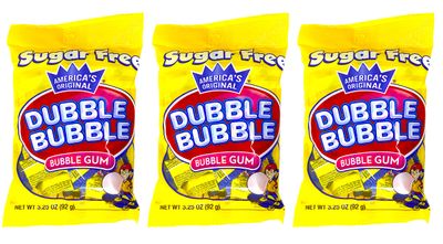 Dubble Bubble Gum 3.25 Ounce Bag (Pack of 3) - Individually Wrapped Sugar Free Bubble Gum