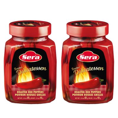 Sera Roasted Delicatessen Red Peppers 24 Oz (2 PACK) | Smoky and Sweet Flavor | Add Smoky &amp; Tangy Flavor to Any Dish | Excellent Addition to Sandwiches, Salads, Wraps and Burgers!