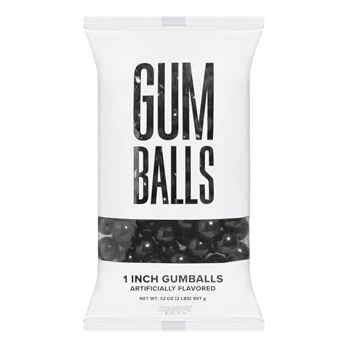 Candy Envy - Black 1 Gumballs - 2lb Bag - NEW &amp; IMPROVED FLAVOR - Approximately 113 Gumballs Per Bag - North American Made &amp; Kosher Certified