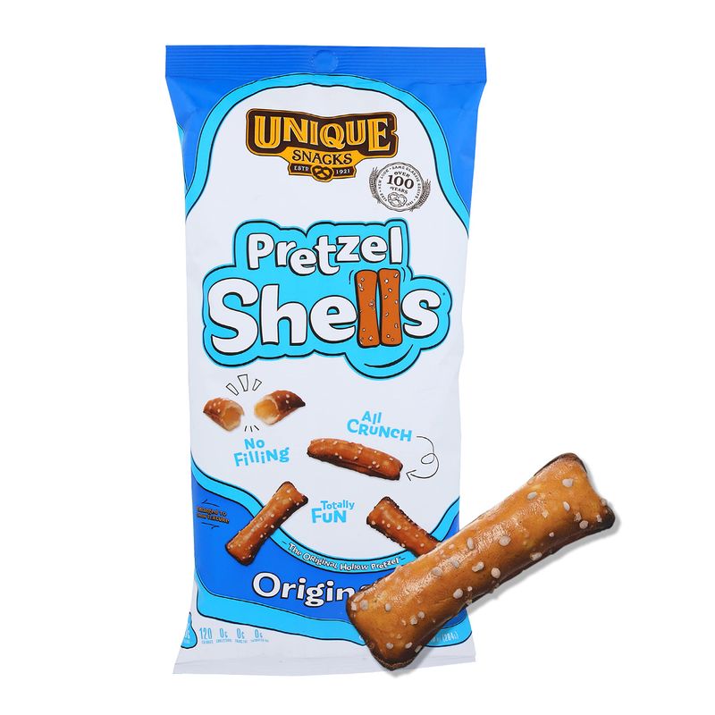 Unique Snacks Original Pretzel Shells, Delicious Homestyle Baked Snack Bag, Vegan, OU Kosher, and Non-GMO Food, No Artificial Flavor, 10 Oz. Bag, Pack of 6