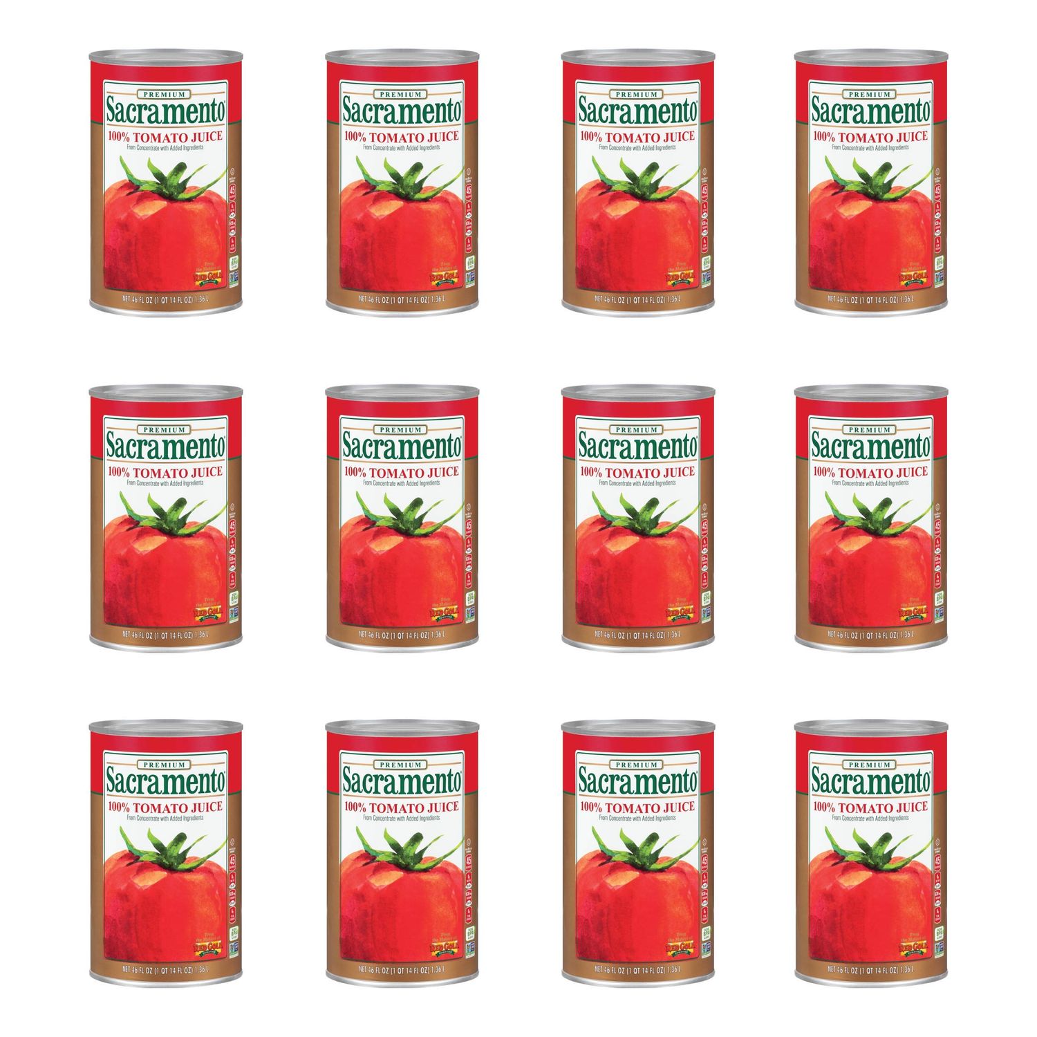 Sacramento Tomato Juice 46 Oz Can, Case of 12 Cans