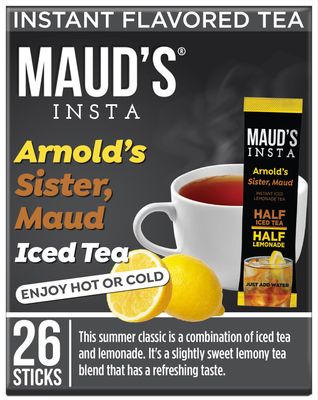 Maud&#39;s Lemonade Instant Tea Packets Single Serve, 26 ct | Insta Arnold&#39;s Sister Flavored Tea | 100% California Blended Tea Leaves Solar Energy Produced | Hot or Iced Tea Instant Powder Packs