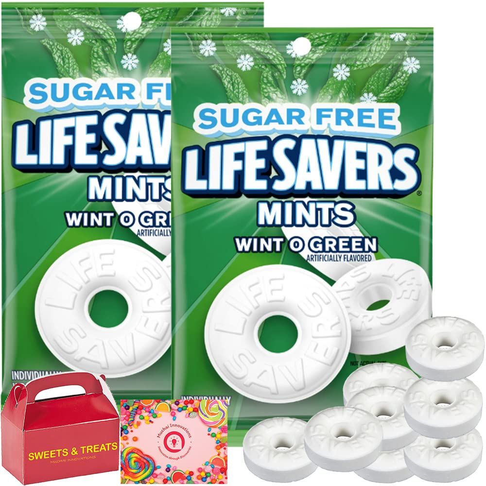 Life Savers Sugar Free Hard Candy Breath Mints With Refreshing Taste | Flavored Individually Wrapped LifeSaver (Wint-O-Green Wintergreen SugarFree - 2 Bags)