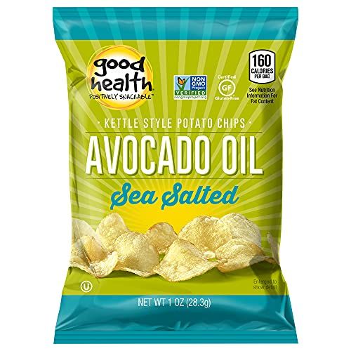 Good Health Kettle Style Potato Chips, Avocado Oil, Sea Salt, 1 oz. Bag, 30 Pack - Gluten Free, Crunchy Chips Cooked in 100% Avocado Oil, Great for Lunches or Snacking on the Go