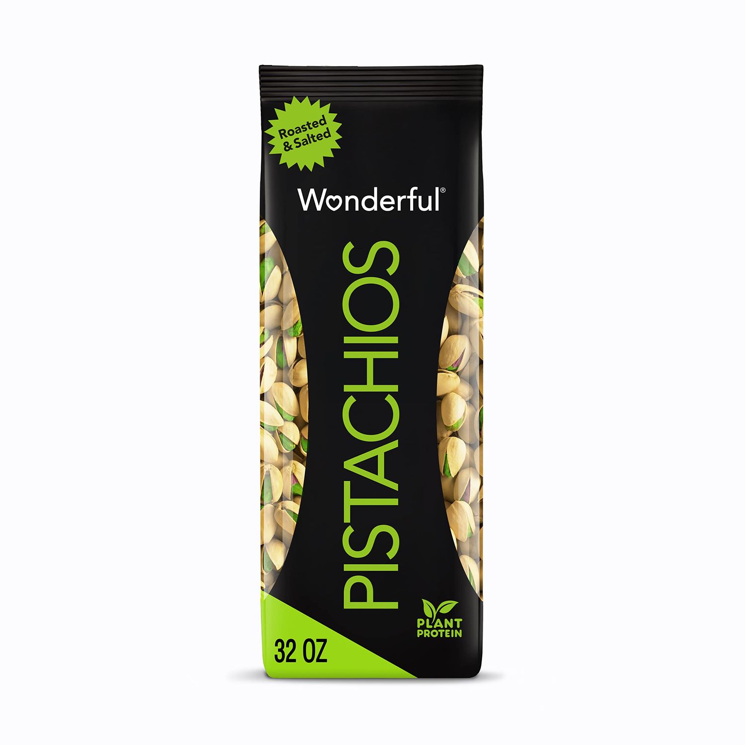 Wonderful Pistachios In Shell, Roasted &amp; Salted Nuts, 32 Ounce Bag, Protein Snacks, Gluten Free, Healthy Snacks