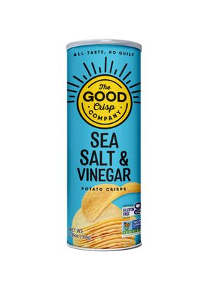 The Good Crisp Company, Salt and Vinegar, Gluten Free Potato Chips (5.6 Ounce Canisters, Pack of 8), Non-GMO, Allergen Friendly, Potato Chip Snack Pack, Gluten Free Snacks