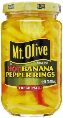 Mt Olive Hot Banana Pepper Rings, 12 oz