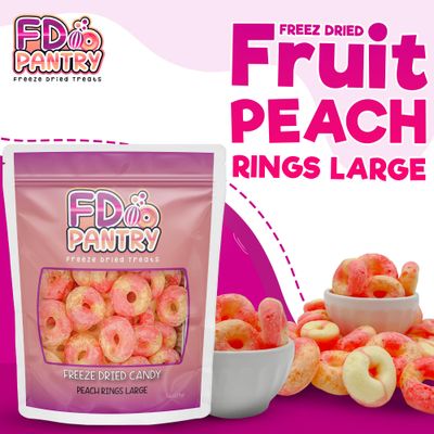 Freeze Dried Peach Rings Candy - Crunchy &amp; Sweet, Large 7 oz Resealable Bag for Freshness, Gift &amp; Snack - Large bag Freeze-Dried Gummy Candies