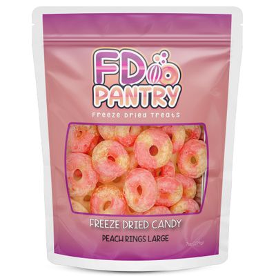 Freeze Dried Peach Rings Candy - Crunchy &amp; Sweet, Large 7 oz Resealable Bag for Freshness, Gift &amp; Snack - Large bag Freeze-Dried Gummy Candies