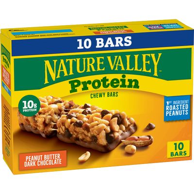Nature Valley Chewy Protein Granola Bars, Peanut Butter Dark Chocolate, 10 Bars, 14.2 OZ