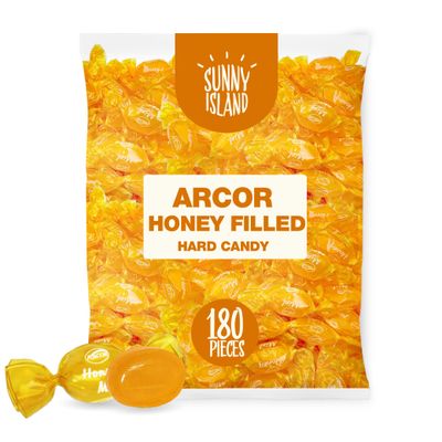 Arcor Honey Filled Hard Candy | 2-Pound Bag | About 180 Pieces | Soothing Throat Drops | Individually Wrapped