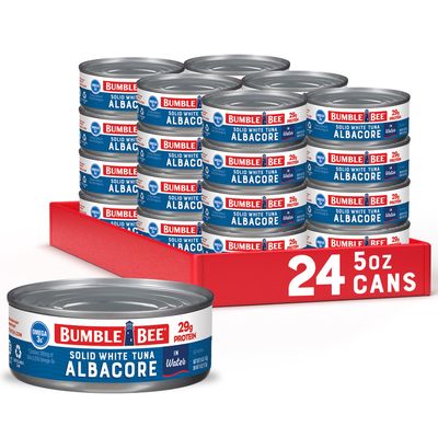 Bumble Bee Solid White Albacore Tuna in Water, 5 oz Can (Pack of 24) - Wild Caught Tuna - 29g Protein per Serving, High in Omega-3s - Non-GMO Project Verified, Gluten Free, Kosher