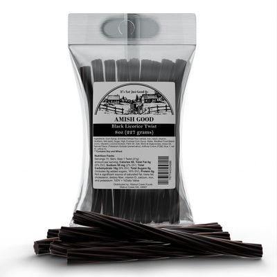 Amish Good Gourmet Licorice Twist Candy - Premium Sweet &amp; Chewy Treat, Jumbo Black Licorice Twist Perfect Snack Under 100 Calories