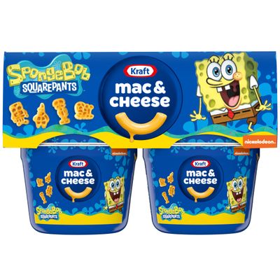 Kraft Macaroni &amp; Cheese Spongebob SquarePants Shapes Dinner, (4 ct Pack, 1.9 oz Cups), packaging may vary