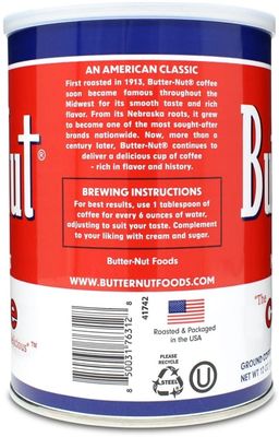 Butter-Nut Original Blend Ground Coffee, Medium Roast, 12 Ounce Steel Can (Pack of 6)