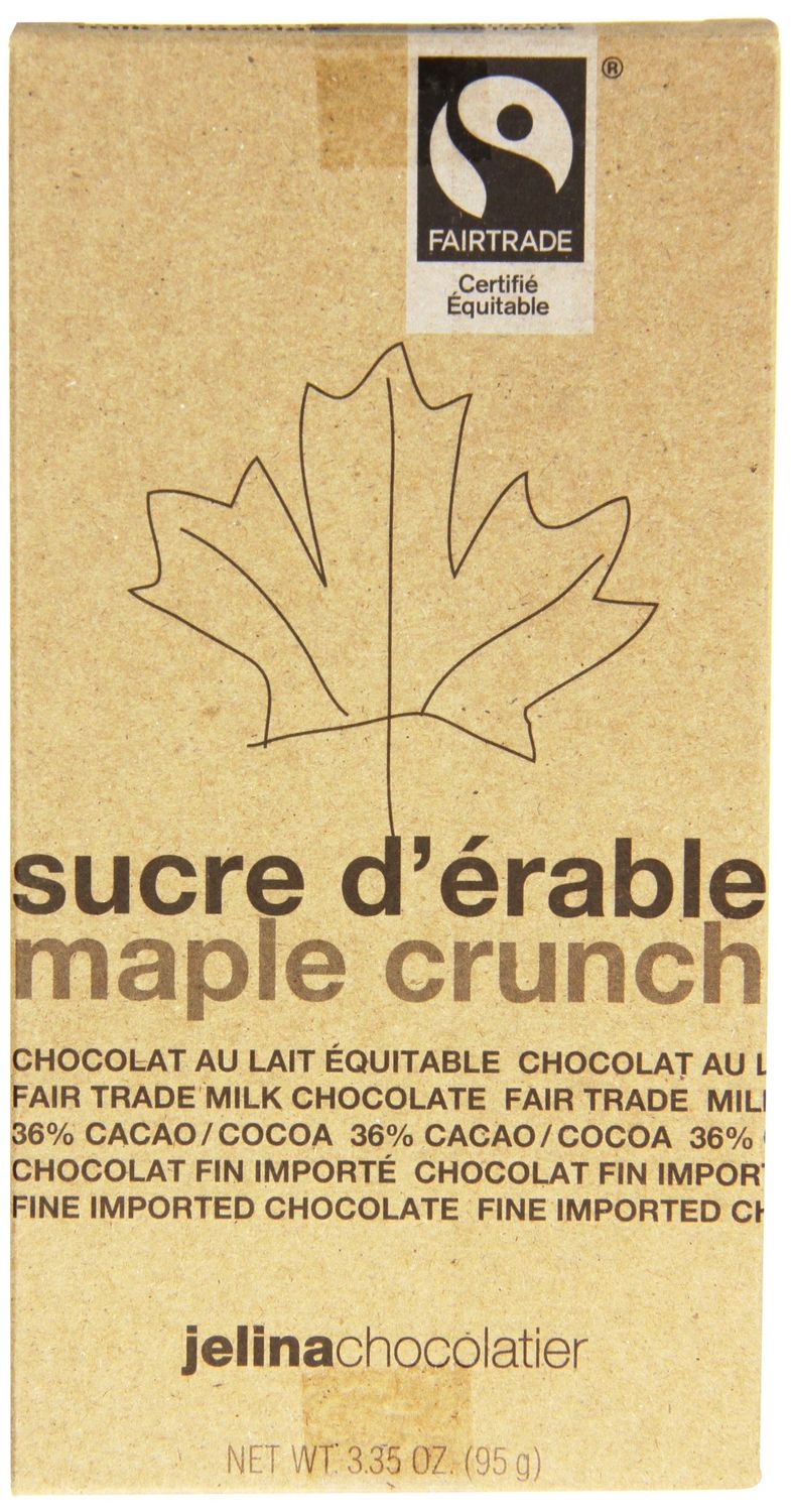 Jelina&#39;s Milk Chocolate Bar, Maple Crunch, 3.35 Ounce (Pack of 8)