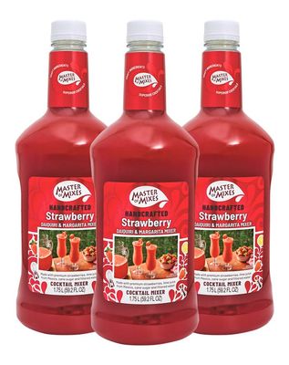 Master of Mixes Strawberry Daiquiri/Margarita Drink Mix, Ready To Use, 1.75 Liter Bottle (59.2 Fl Oz), Pack of 3