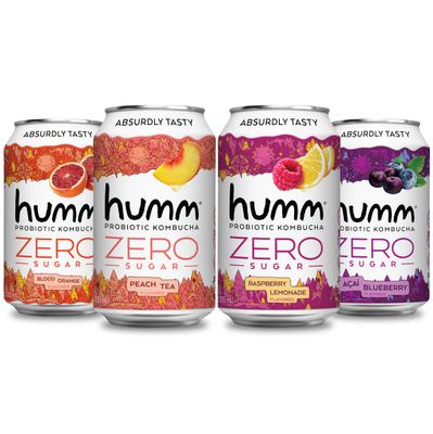 Humm Probiotic Kombucha Zero Sugar Variety Pack - No Refrigeration Needed, Keto Friendly, Organic, Vegan, Gluten Free - 12oz Cans (16 Pack)