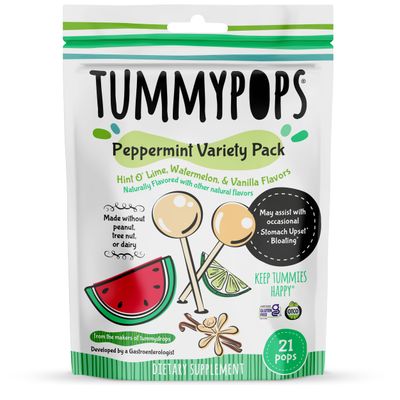 Tummypops Peppermint Variety Pack (Hint &#39;O Lime, Watermelon, &amp; Vanilla Flavors), 21 Pops