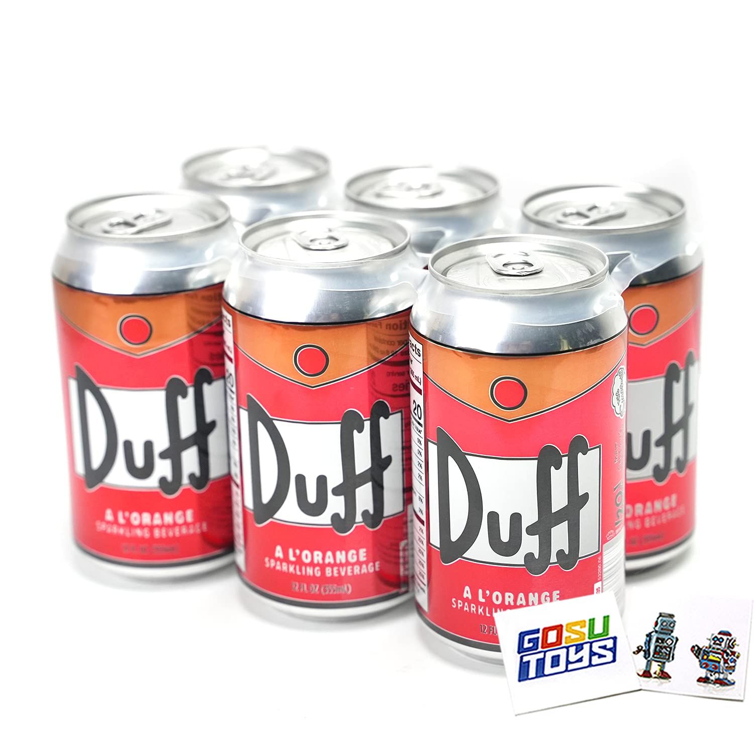 The Simpsons Duff A L&#39;Orange Sparkling Beverage (6 Pack) with 2 GosuToys Stickers
