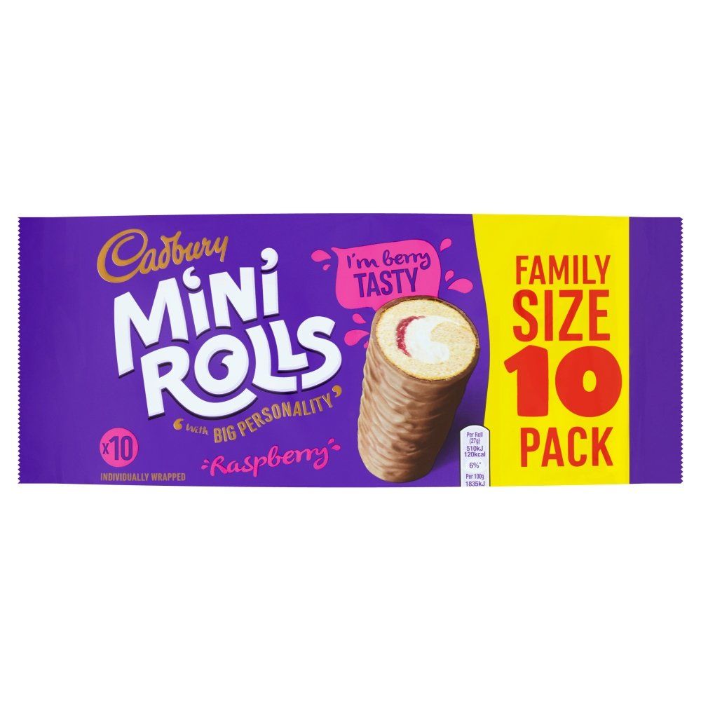 Cadbury Mini Rolls Raspberry 10 Pack