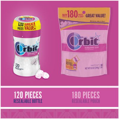 ORBIT Gum Bubblemint Sugar Free Chewing Gum Bulk Pack, 120 ct Bottle