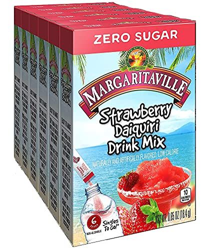 Margaritaville Singles To Go Water Drink Mix - Strawberry Daiquiri Flavored, Non-Alcoholic Powder Sticks (6 Boxes with 6 Packets Each - 36 Total Servings), 0.65 Ounce (Pack of 6)