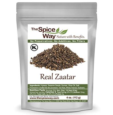 The Spice Way - Real Zaatar with Hyssop spice blend | 4 oz | (No Thyme that is used as an hyssop substitute). With sumac. No Additives, No Perservatives, (Za&#39;atar/zatar/zahtar/zahatar/za atar)