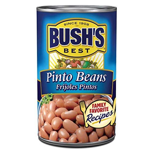 BUSH&#39;S BEST 16 oz Canned Pinto Beans, Source of Plant Based Protein and Fiber, Low Fat, Gluten Free, Great For Soups, Salads and More, (Pack of 12)