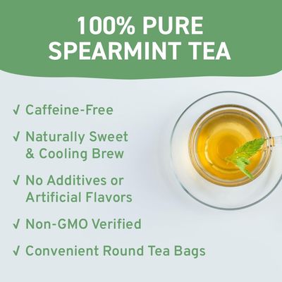 HANDPICK, Spearmint Tea Bags (100 Herbal Tea Bags) Rich in Essential Oil | Refreshing Mint Tea | Non-GMO, Gluten Free | Round Eco-Conscious Tea Bags