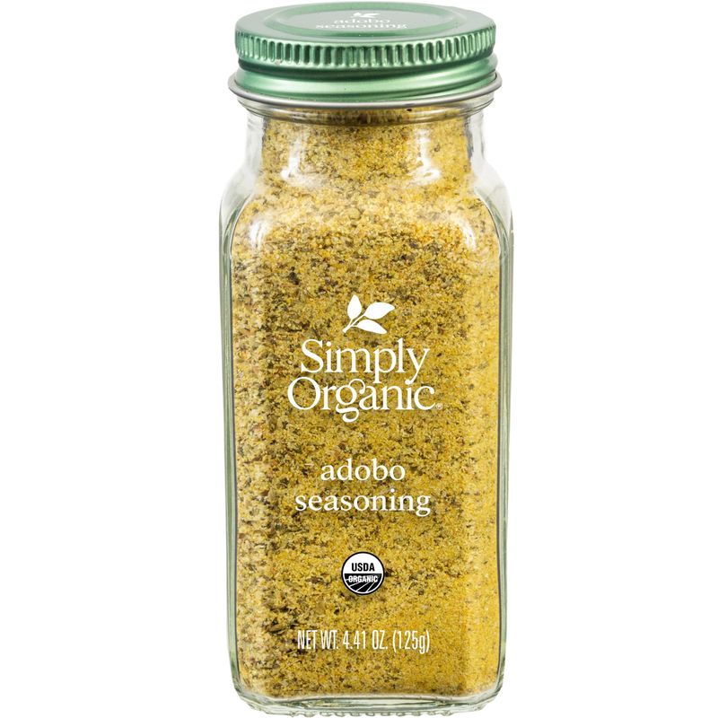 Simply Organic Adobo Seasoning, 4.14-Ounce, Garlic, Onion&amp; Pepper Blend, Add Depth Without Heat To Fish, Meats, Rice, Kosher
