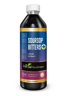 Herbal Goodness Soursop Bitters Liquid 12oz - Organic Soursop Juice, Fresh Leaves Packed with Vitamins, Supports Colon Cleanse, Soursop Fruit Digestive Bitters