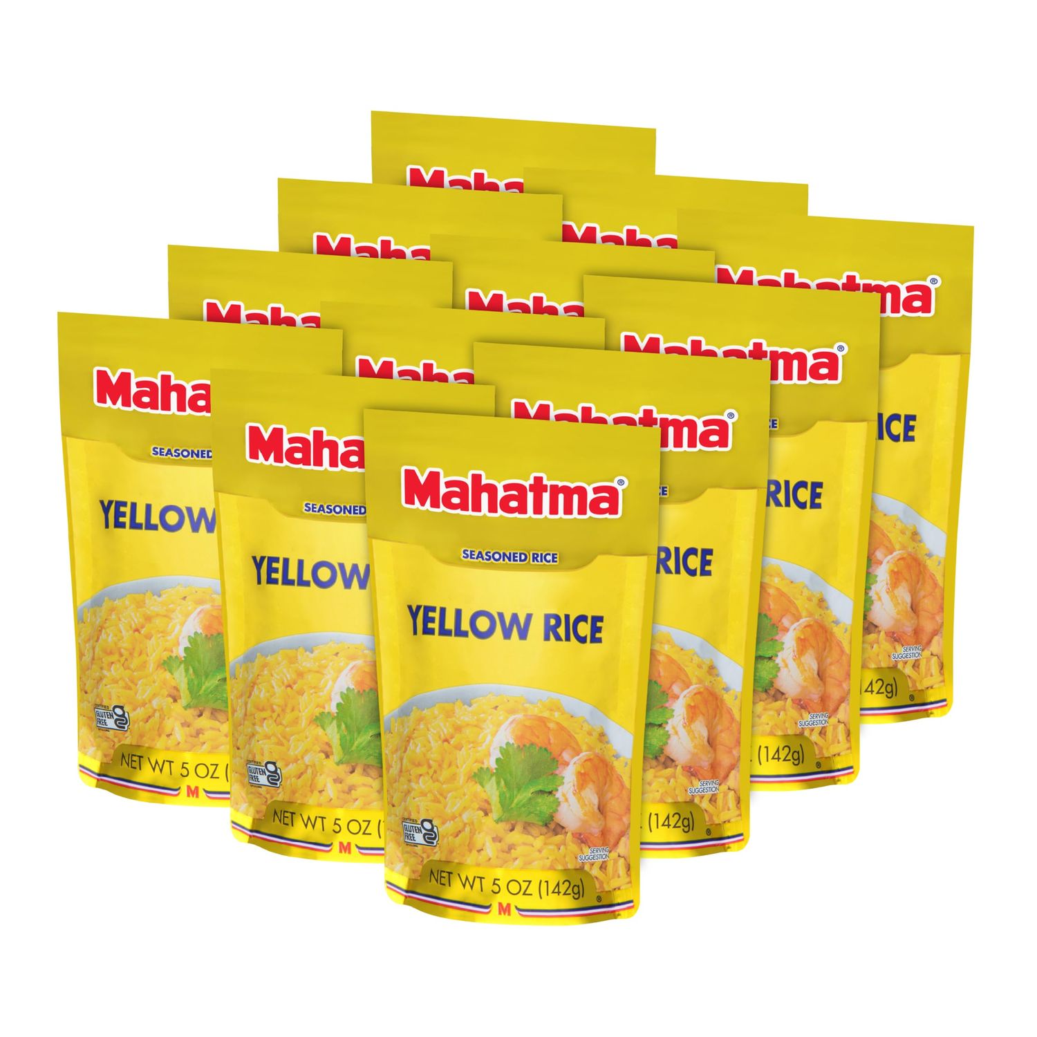 Mahatma Yellow Rice Mix, Long-Grain Rice, Stovetop or Microwave Rice, Gluten-Free and Kosher 20-Minute Rice, 5 Ounces, Pack of 12