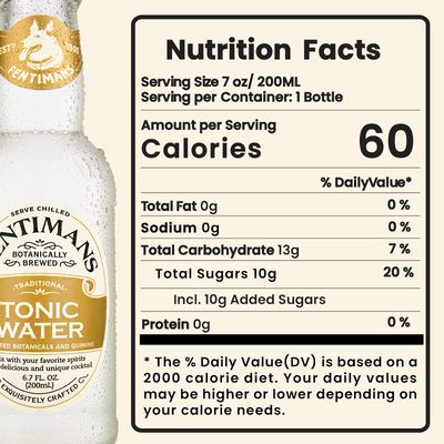 Fentimans Sparkling Tonic Water - Crafted Tonic Water with Quinine, All Natural Mixer, No Artificial Flavors, Preservatives or Sweeteners, Craft Soda, Botanically Brewed - 6.7 Fl Oz (Pack of 12)