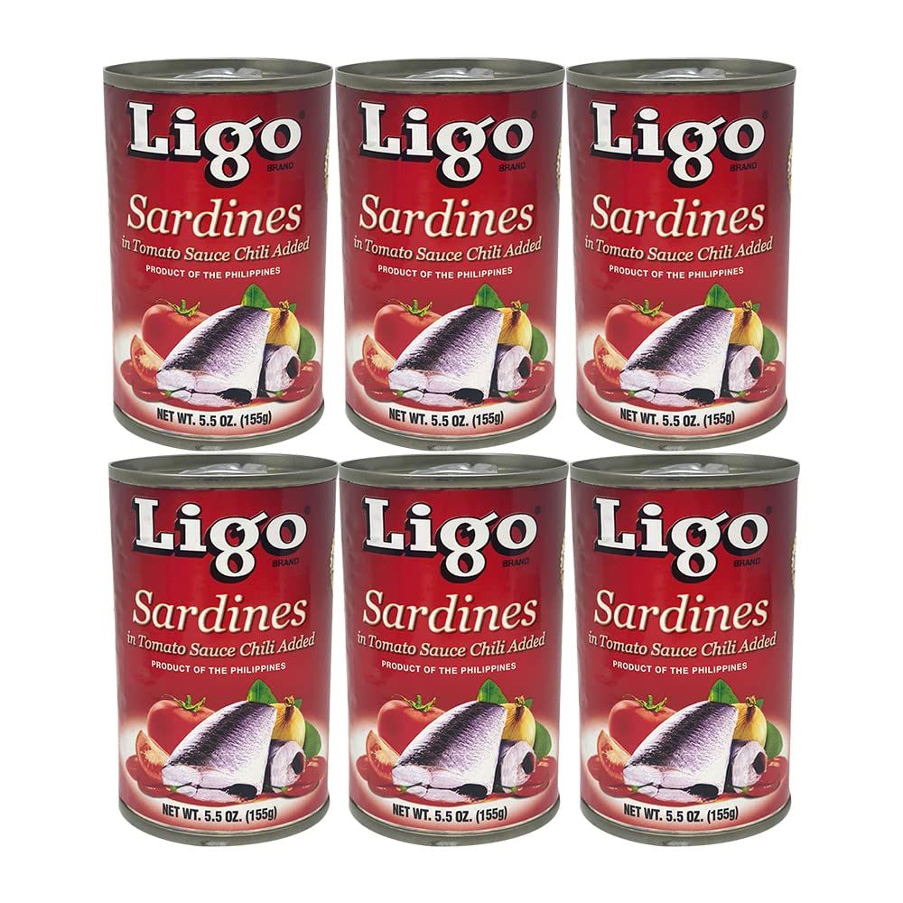 Sardines in Tomato Sauce with Chili Added (Spicy) - 5.5oz [Pack of 6] by Ligo