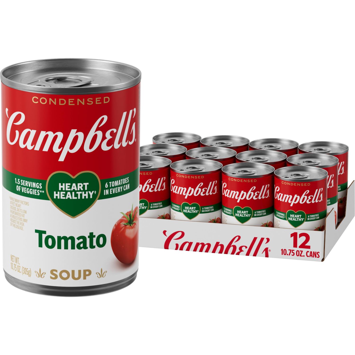 Campbells Condensed Heart Healthy Tomato Soup, 10.75 oz Can (12 Pack)