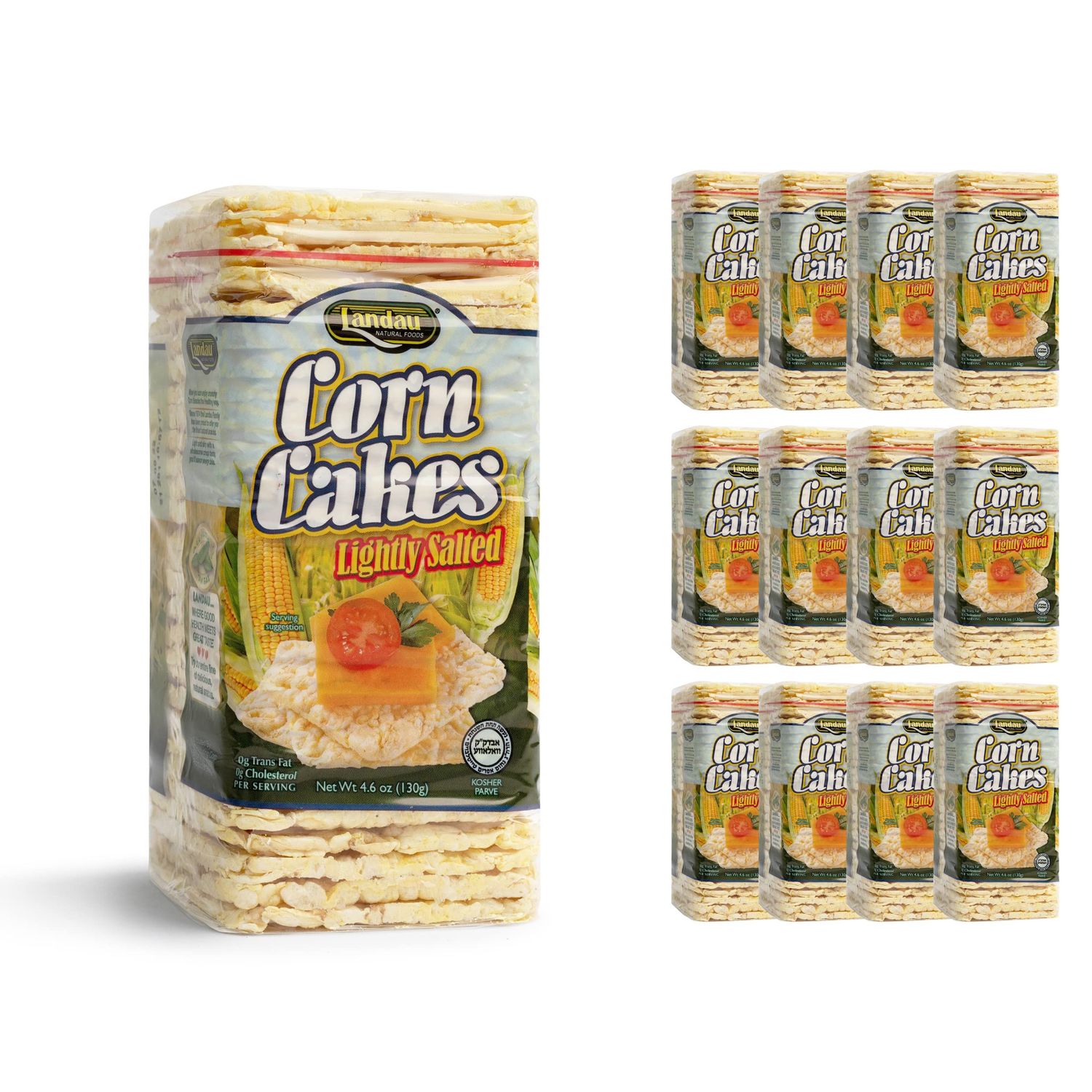 Landau Thin Puffed Corn Cakes | Light, Airy Low Calorie Snacks With a Real Corn Taste | Kosher | 4.6 Ounce (Pack of 12)
