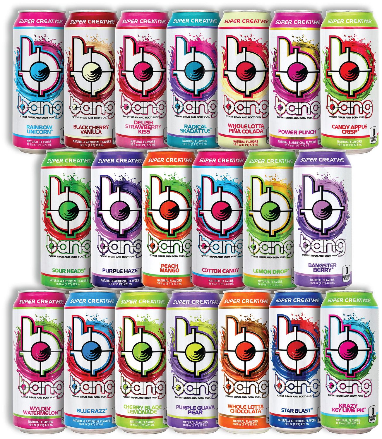 Niro Assortment | Bang Energy Drinks Variety Pack - Bang Potent Brain and Body Fuel | 16oz Cans | Included one Niro beverage sleeve | 10 Pack Assortment Flavors