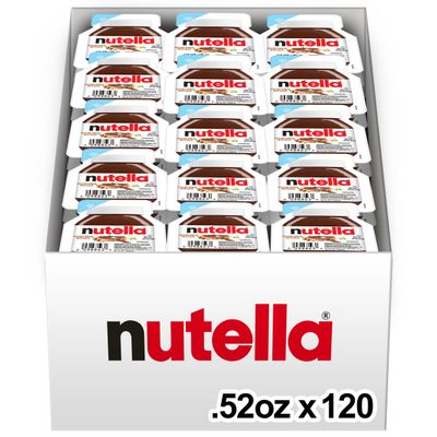 Nutella Hazelnut Spread with Cocoa for Breakfast, Bulk 120 Pack Mini Cups, 0.52 oz Each, Holiday Baking and Desserts