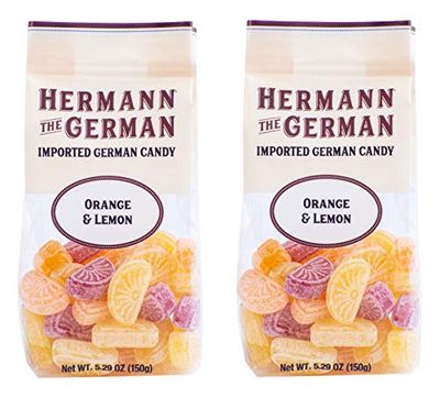 Hermann the German Hard Candy - Imported - Pack of 2 (Orange and Lemon)