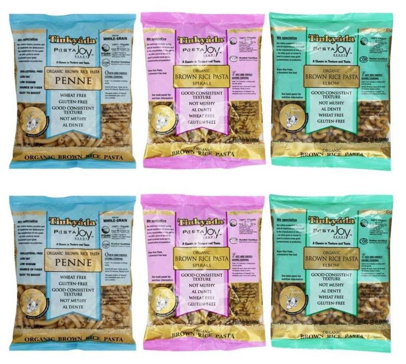 Tinkyada Organic Gluten-Free Brown Rice Pasta 3 Shape Variety Bundle: (2) Elbow Pasta, (2) Spirals Pasta, and (2) Penne Pasta, 12 Ounce Ea.