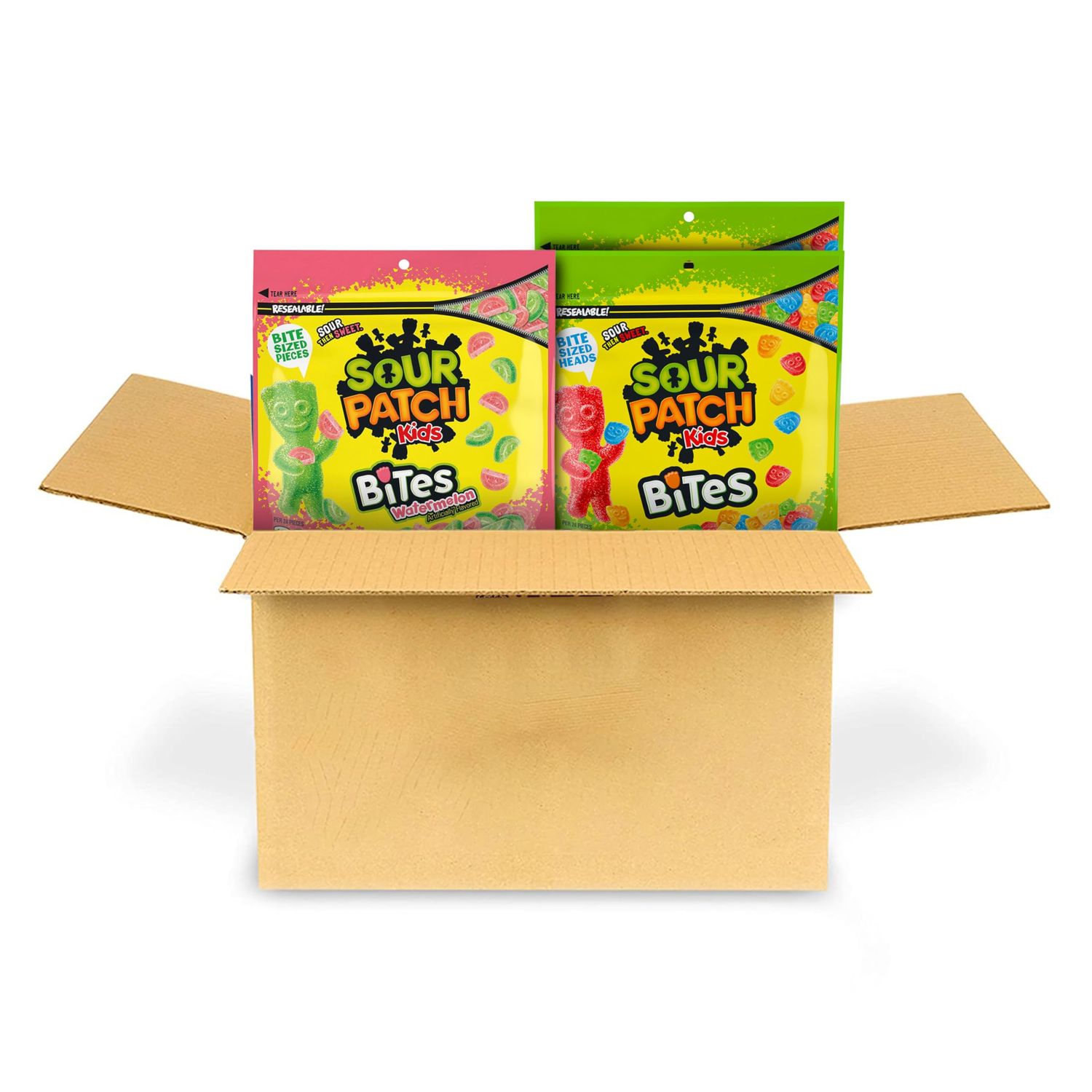 SOUR PATCH KIDS Bites Original and Watermelon Soft &amp; Chewy Candy Variety Pack, Bulk Candy, 3 - 12 oz Bags