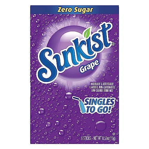 Sunkist Soda Grape Singles To Go Drink Mix, 0.53 OZ, 6 CT (Pack of 4)