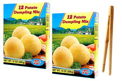 Dr. Willi Knoll 12 Halb And Halb Knoedel German Dumpling Mix, 10 ounce (Pack of 2) with Bamboo Serving Tong- Easy to Prepare and Delicious Potato Dumpling Mix