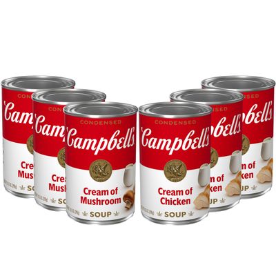 Campbells Condensed Cream of Chicken and Cream of Mushroom Soup Variety Pack, 10.5 oz Can (6 Pack)